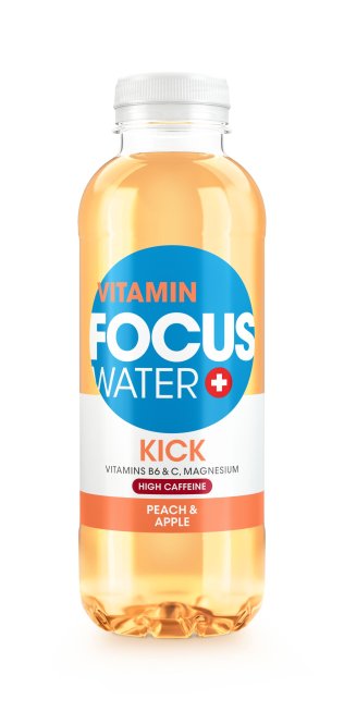 Focuswater Kick mit Koffein (Pfirsich & Apfel) 50cl Tray 12