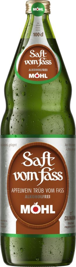 Möhl Saft vom Fass trüb alkoholfrei Glas 100cl Har. 12