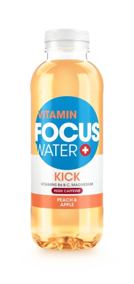 Focuswater Kick mit Koffein (Pfirsich & Apfel) 50cl Tray 12